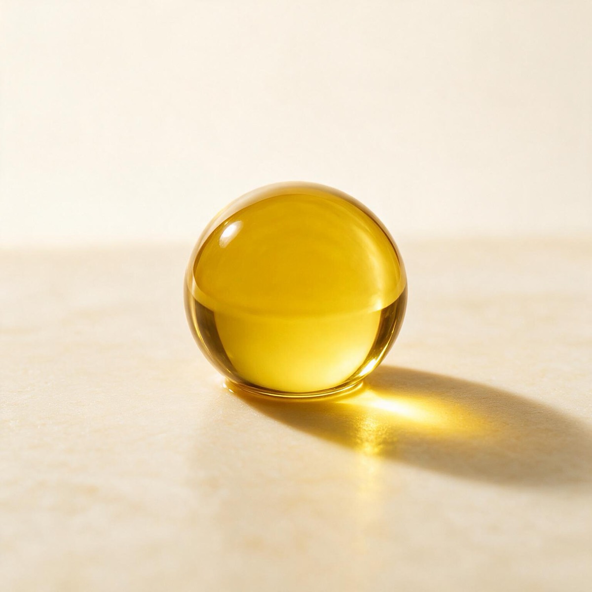 An amber sphere casting a golden shadow