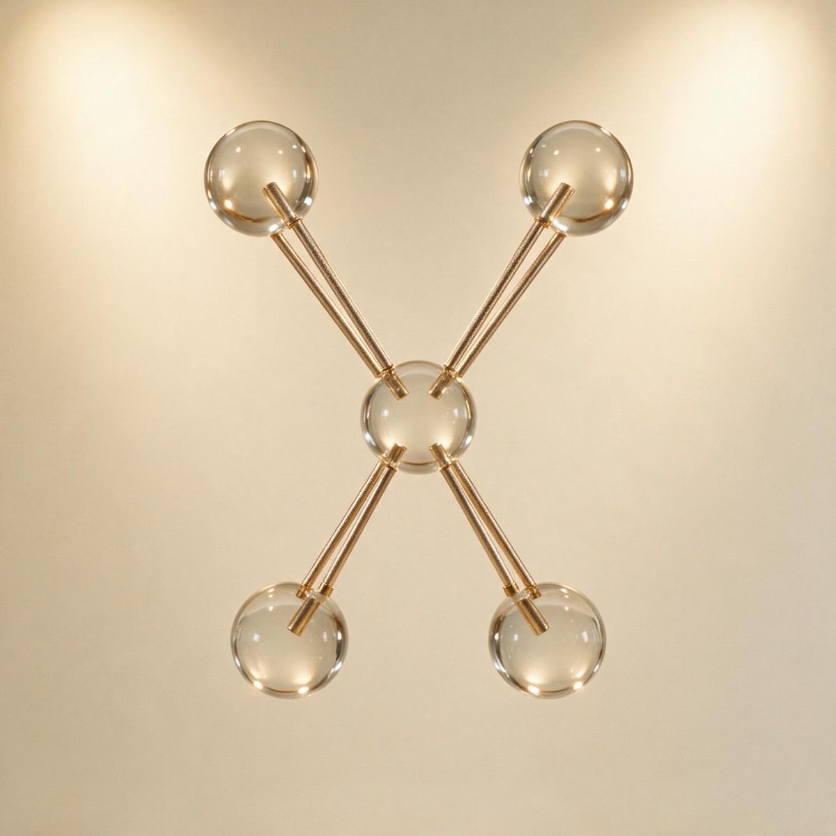 A symmetrical molecular model in brushed metal