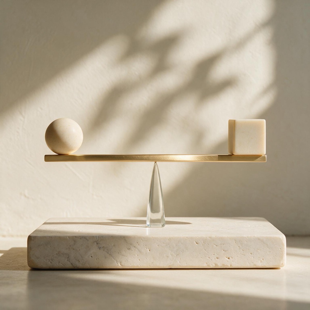 A balance beam holding two equal weights