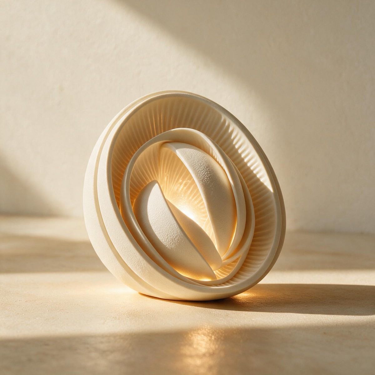 A luminous ring enclosing a dense cellular form