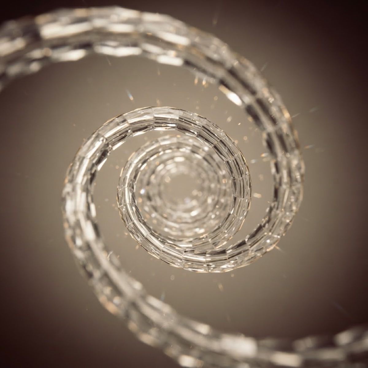 A crystalline strand twisting like a helix
